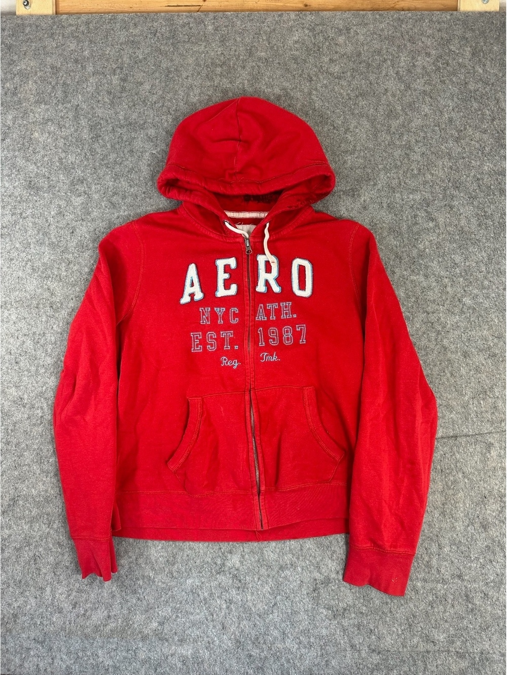 Vintage Y2K Aeropostale red zip up hoodie womens size XL